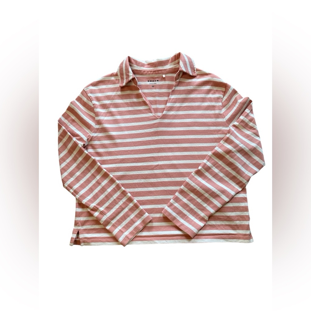Boden 100% Cotton Long Sleeve Striped Pullover Top. Size Medium.